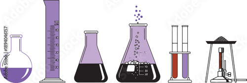 Laboratory Equipment and Glassware Set.