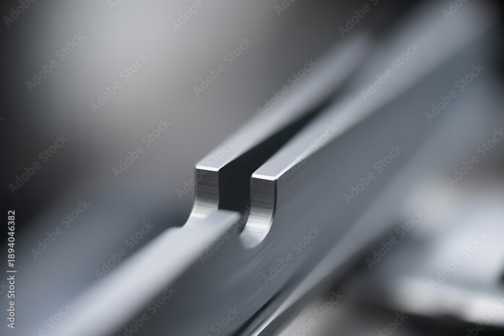 Naklejka premium Abstract close-up of sharp, clean metallic edges, representing precision, modernity, and industrial design.