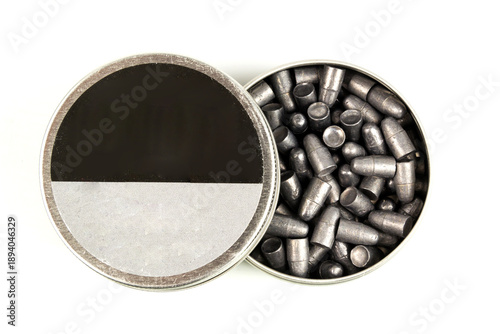 Canvas Print Box of buckshot on white background