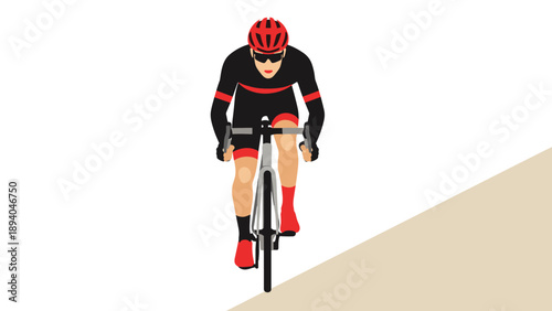 Cyclist in motion: modern minimalist design of a road biker riding uphill