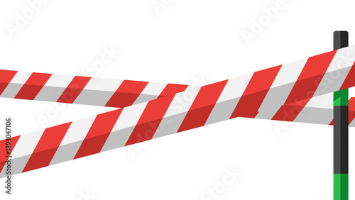 Red and white caution tape wrapped around poles in a minimalist style