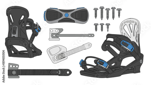 Detailed snowboard binding components and assembly for winter sports enthusiasts