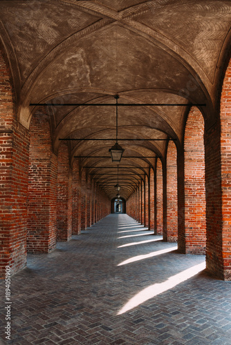 Wallpaper Mural Symmetrical brick arcade in Sabbioneta, Italy, with long perspective Torontodigital.ca