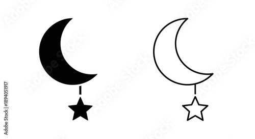 Moon star night sky symbols vector illustration Vector