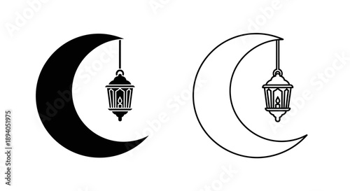 Moon crescent lantern islamic symbol design Vector