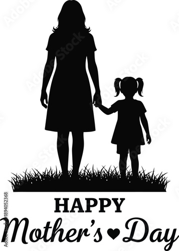 Happy mother's day silhouette of mother and child