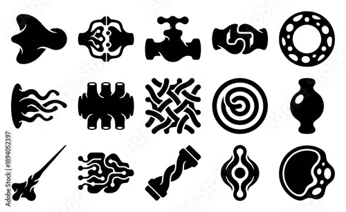 Abstract Organic Biomorphic Element Kit for Cybernetic Biology and Futuristic Genetic Engineering Visuals