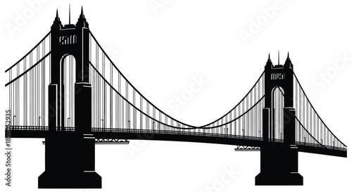 A striking black and white illustration depicts the golden gate bridge in san francisco presented as a bold silhouette