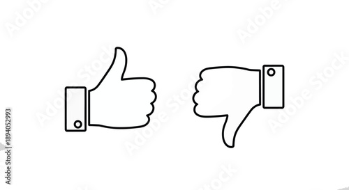 Black outline icons representing like and dislike choices separated on a clean white background