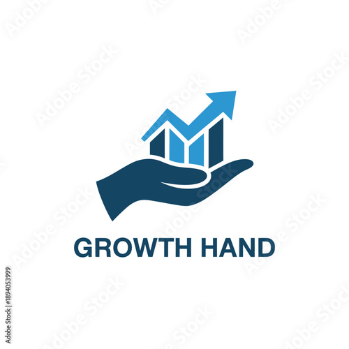 A hand gently holding a house with a rising graph symbolizing growth