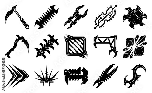 Industrial Cyberpunk Machine Parts Element Kit for Futuristic Interface and Mecha Design