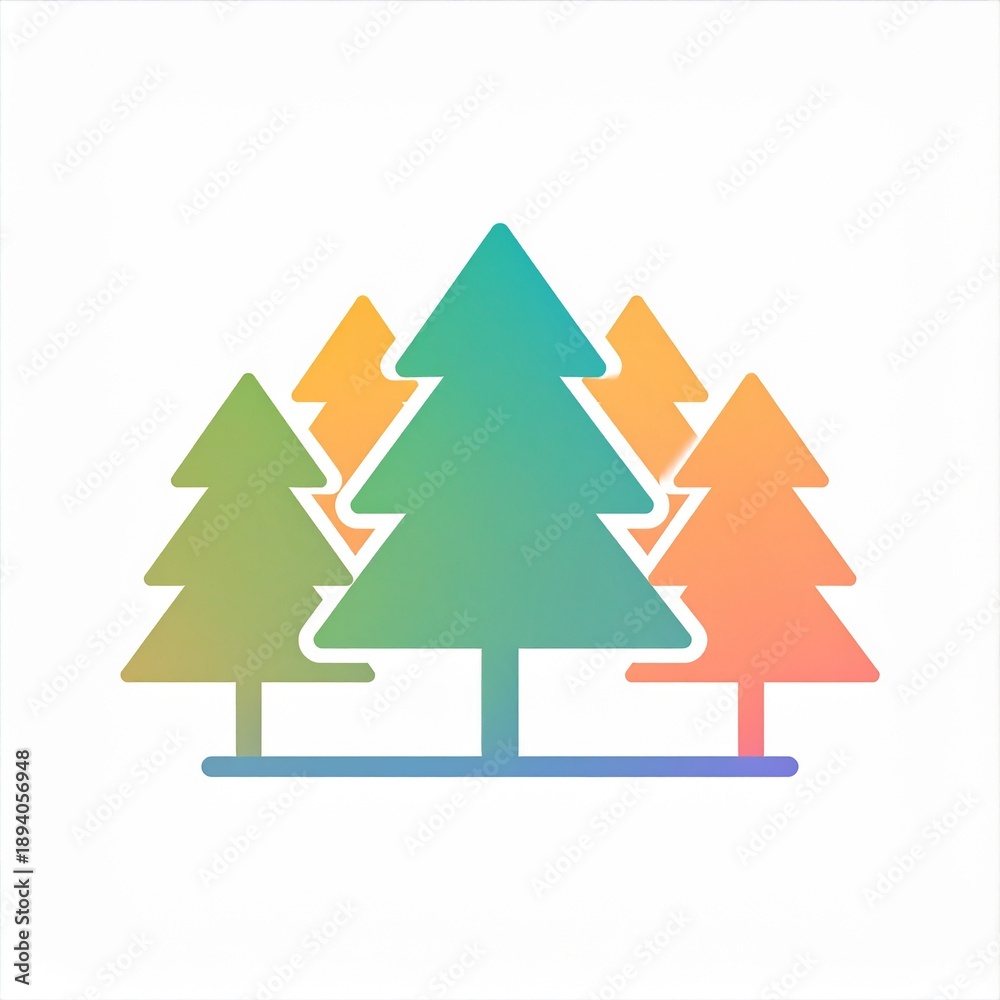 Obraz premium Colorful autumn forest trees with gradient foliage on blue water reflection minimal design