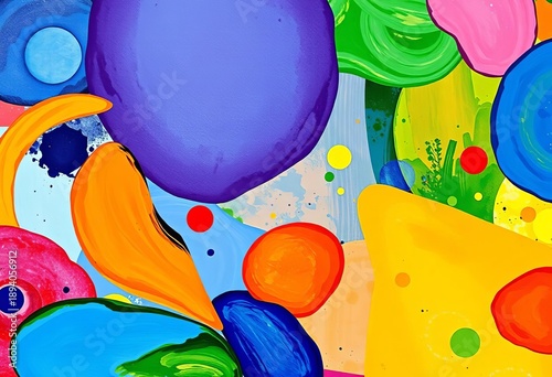 Vibrant abstract hand-painted shapes, perfect for modern design, pattern, brushstrokes