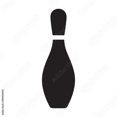 A black bowling pin silhouette stands alone in a white background vector shilhoutte icon use as a symbol, web graphic design, and infographic icon