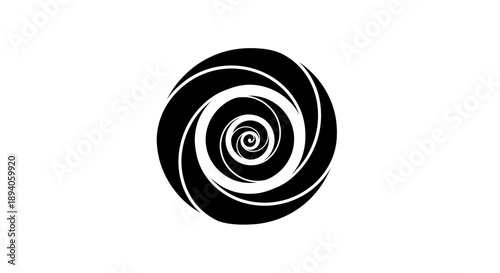 Abstract Black Spiral Vortex Illusion.