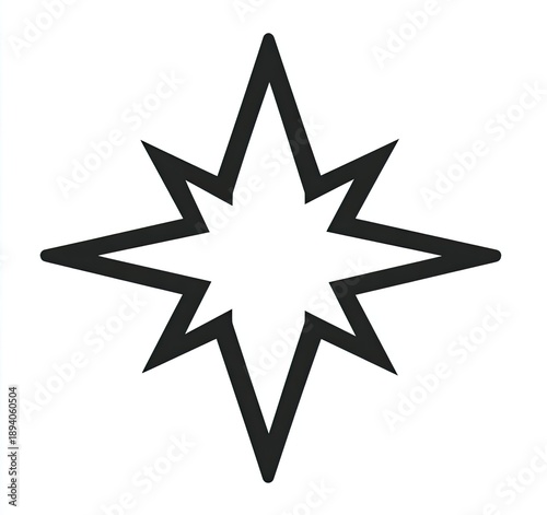 Simple black outline of an eight-pointed starburst on a white background