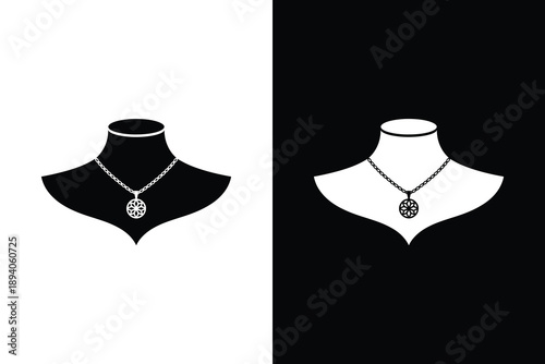 Jewelry necklace pendant display mannequin bust icon set vector