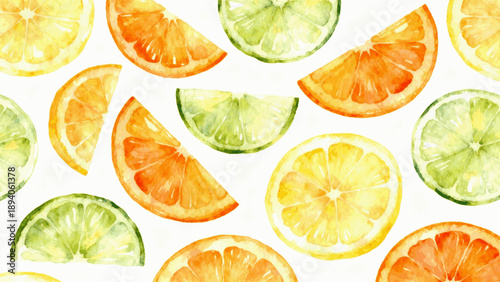 Fresh Zing Colorful sour fruits background isolated watercolor vector illustration svg