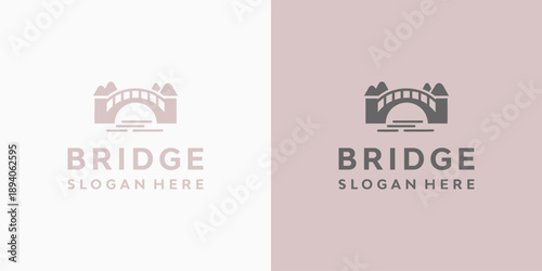 Classic bridge vector logo design with a modern, simple, clean, and abstract style. Icon for business, history, outdoor, and personal branding.