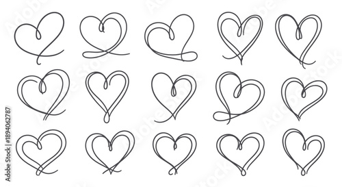 Collection of Hand Drawn Heart Shapes in Sketchy Style.