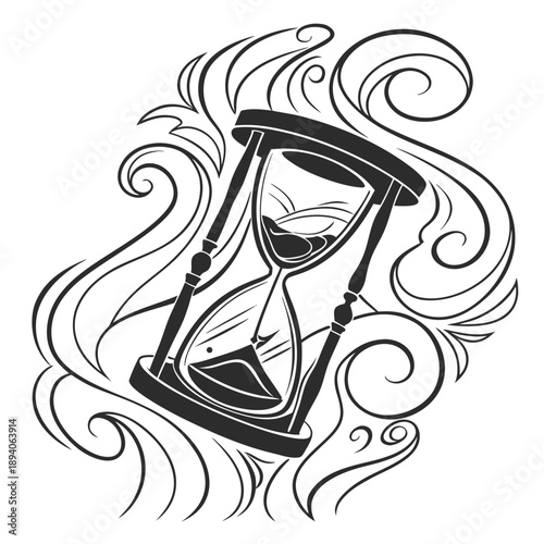 Hourglass Dissolving: Time Fading into Smoke Shapes Concept Art