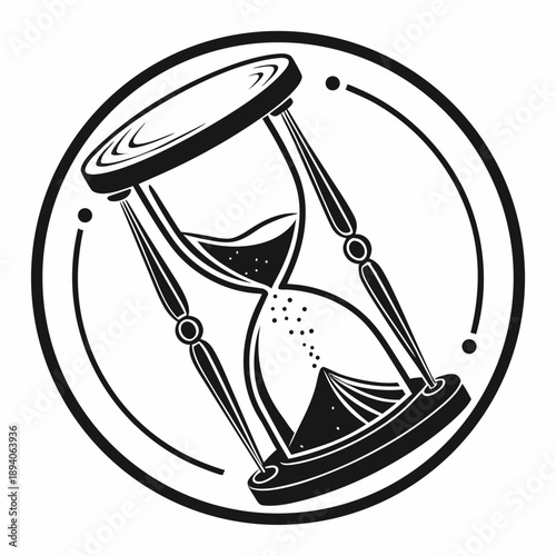 Deadline Concept Hourglass: Time within a Circular Frame Vector
