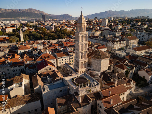 Εκτύπωση καμβά split town, croatia, bell tower of st. domnius - drone view,