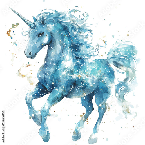 Centaur, semi-realistic fantasy look, realistic form with magic elements, watercolor artwork, isolated on white