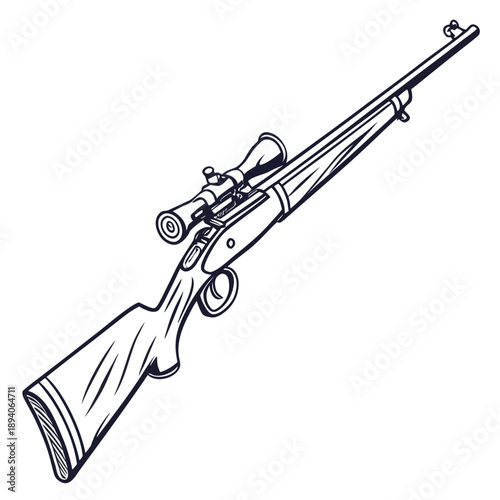 Rifle Design on White Background, No Text Vector