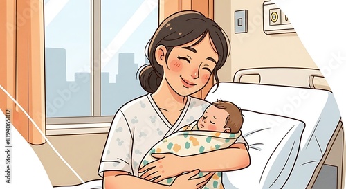 Mothers Joy - A Newborns Embrace in Hospital.