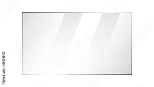 Foto PNG transparent shiny rectangular glass plate with light glare and reflection 16:9 ratio clear glass panel showcase on a transparent background