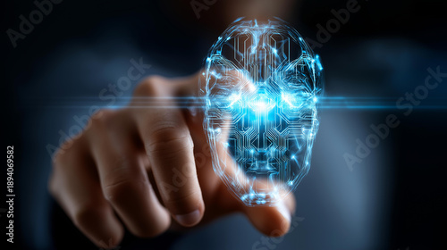 AI image generator interface enabling conversion, faceless user prompt, visual content using intelligent algorithms, generative technology, defocused application display, with copy space