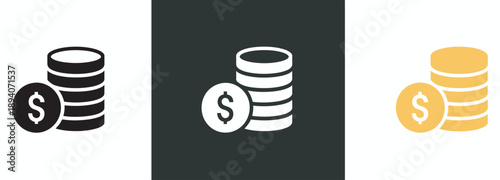 Coins stack icon symbol sign, vector illustration, financial currency, money savings, banking, investment, wealth, payment, business, economy design element