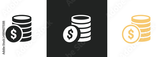 Coins stack icon symbol sign, vector illustration, money currency, savings, finance, banking, investment, payment, wealth, business concept design