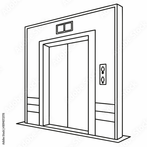Elevator Door Frame Monoline Icon, Simple Rectangular Outline