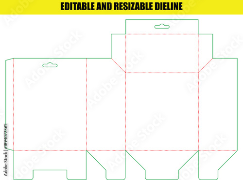 Editable Resizable Dieline Template for Custom Product Packaging Folding Box Design
