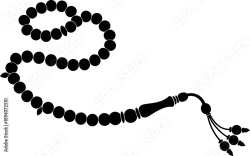 Islamic prayer beads rosary tasbih string isolated on transparent background