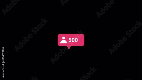 Social media activity counter,Animated one thousand incoming followers counter video, 1K followers 4k background animation,counting up to 1000 people on alpha channel,1k Subscriber counter animation
