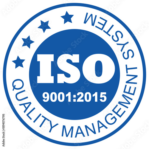 ISO 9001:2015 certified symbol vector illustration, ISO 9001 logo certification, Certified Company Certificate ISO Blue vector, Quality Certificate, iso mark certification, Certified Company, Quality