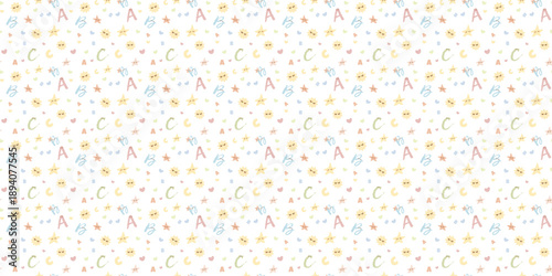 Εκτύπωση καμβά Colorful abstract pattern with playful shapes on white background