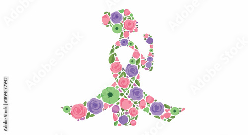 Empowering floral ribbon art celebrating the strength and resilience of women in the fight for breast cancer awareness, a symbol of hope and unity