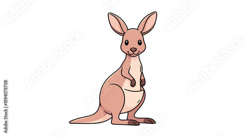 Friendly cartoon kangaroo standing and looking forward in a simple illustration style for kids and educational materials.