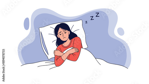Exhausted woman lying in bed with her eyes open having trouble sleeping due to insomnia or stress related issues.