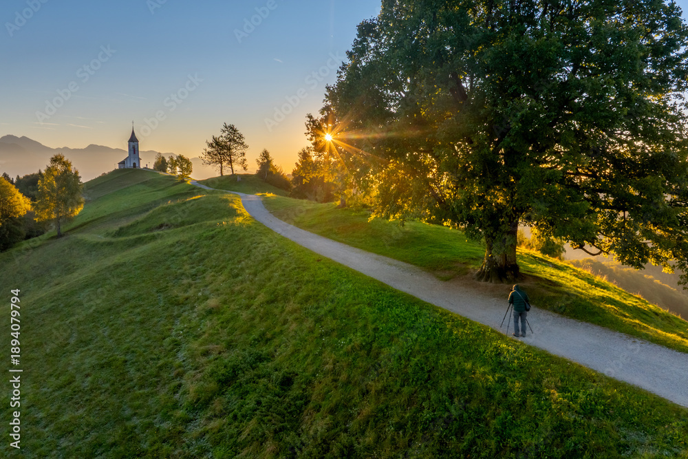 Fototapeta premium Drone aerial view of Jamnik, Eastern Slovenia