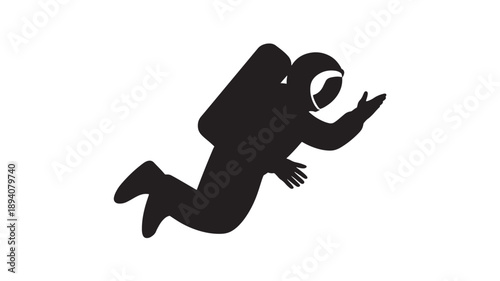 Astronaut silhouette floating in space