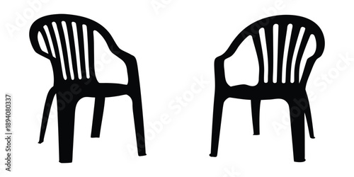 Plastic chair silhouette vector illustration, chair outdoor furniture silhouette