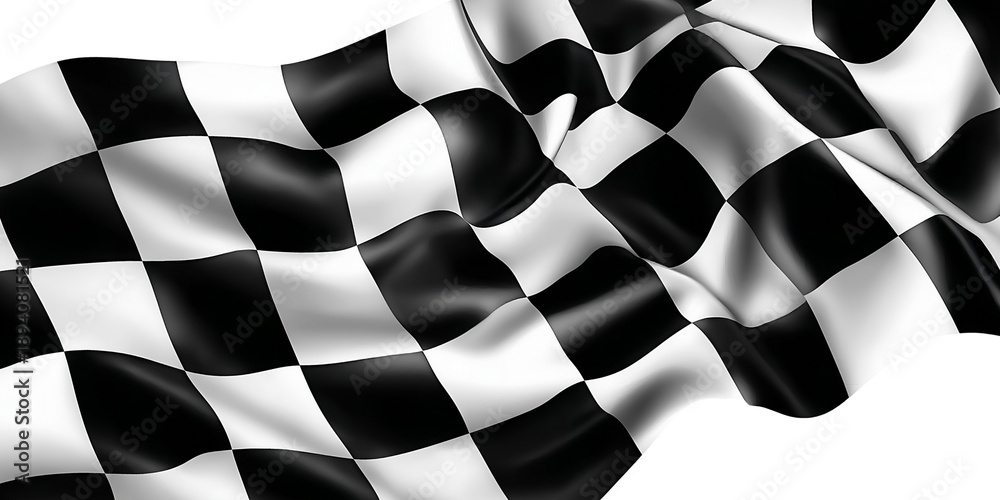 Fototapeta premium Waving Black and White Checkered Racing Flag checkered flag isolated on a transparent background