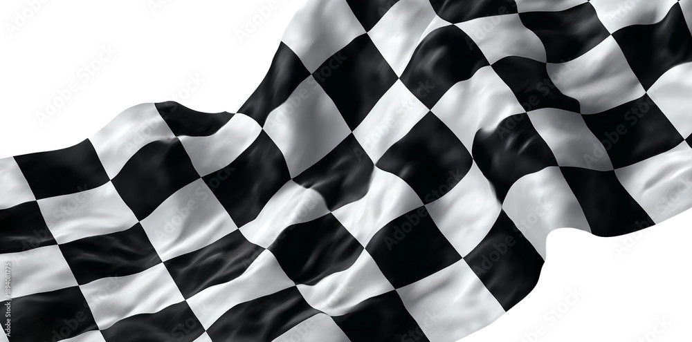 Fototapeta premium Detailed View of Waving Checkered Racing Flag Fabric isolated on a transparent background
