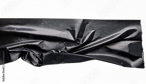 Black Crumpled Torn Tape Isolated On Transparent Background