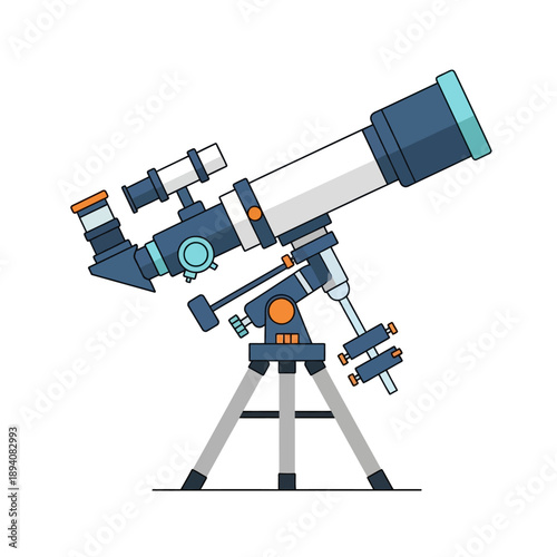 Modern Reflector Telescope on Tripod, Vector Illustration